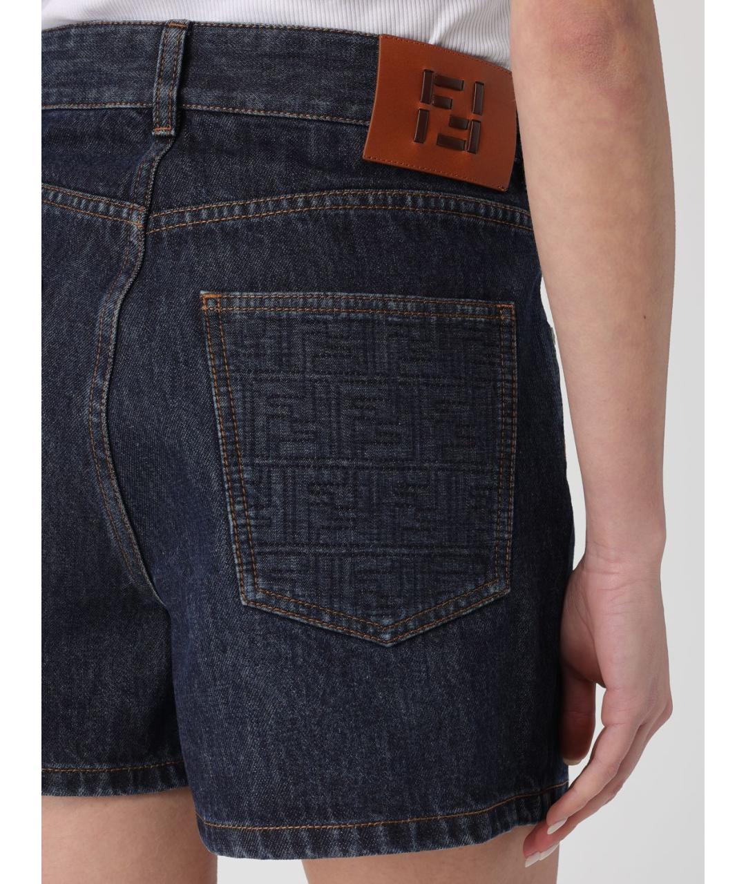 FENDI Синие хлопковые шорты, фото 6