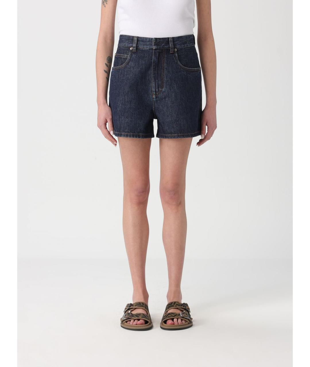 FENDI Синие хлопковые шорты, фото 2