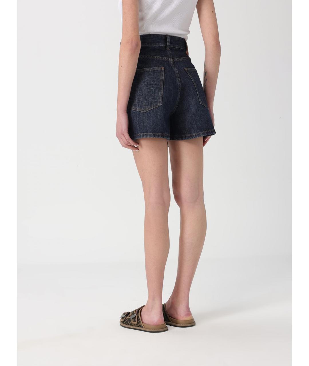FENDI Синие хлопковые шорты, фото 4