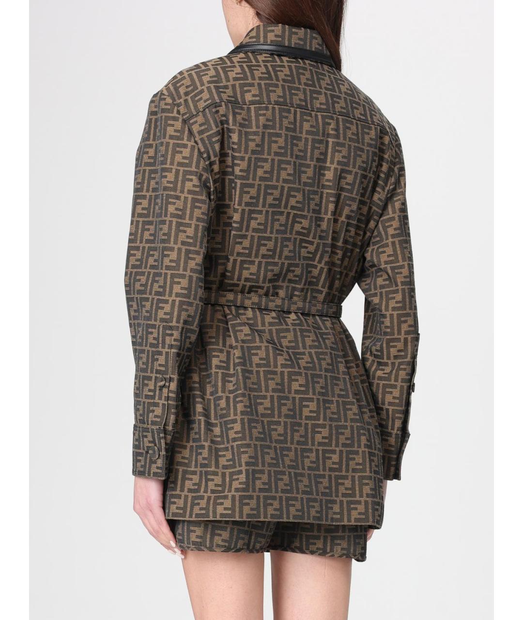 FENDI Коричневая полиэстеровая куртка, фото 4