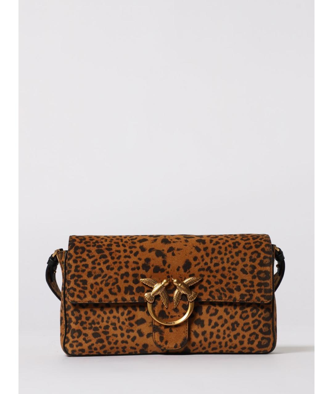 PINKO Бежевая кожаная сумка через плечо, фото 5