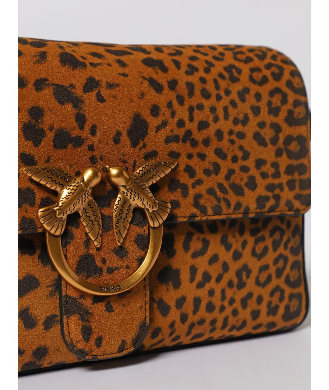 PINKO Бежевая кожаная сумка через плечо, фото 4