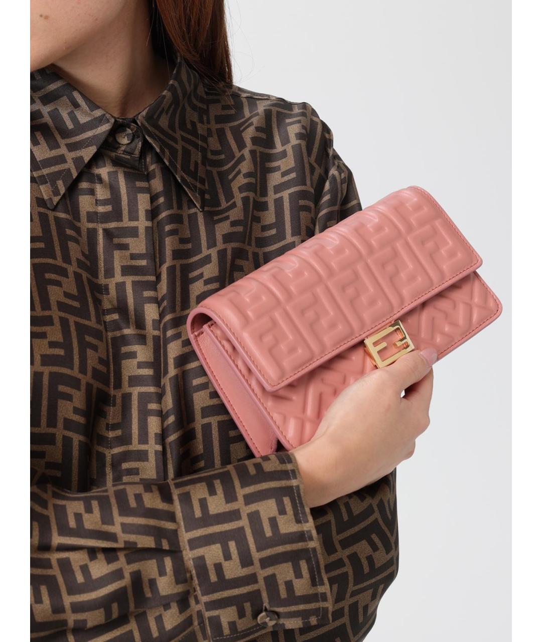 FENDI Розовый кожаный кошелек, фото 2