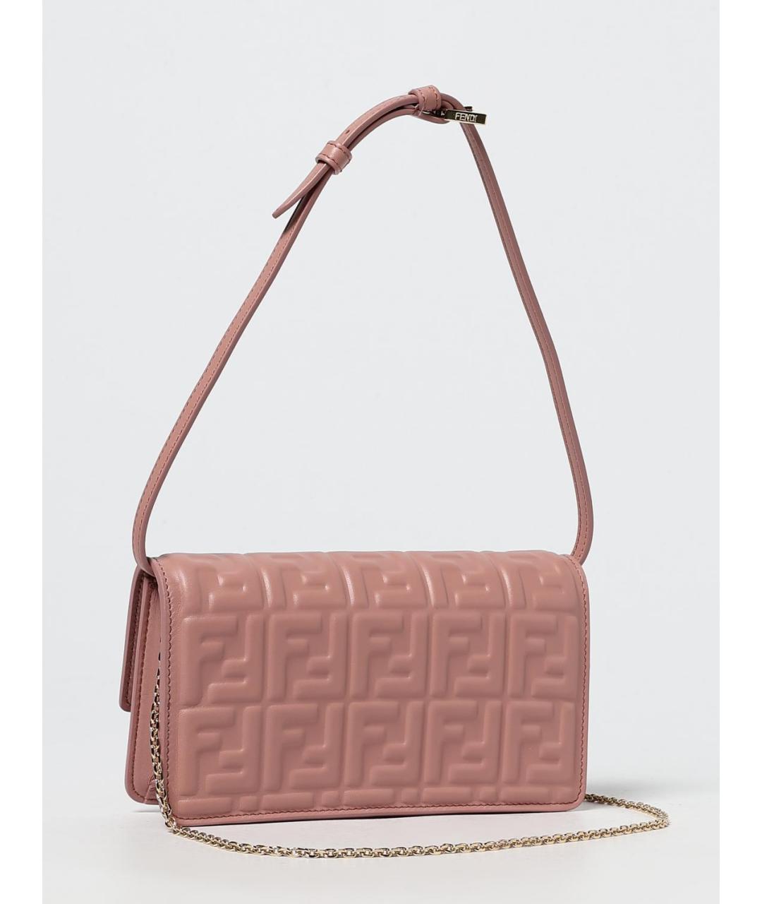 FENDI Розовый кожаный кошелек, фото 3
