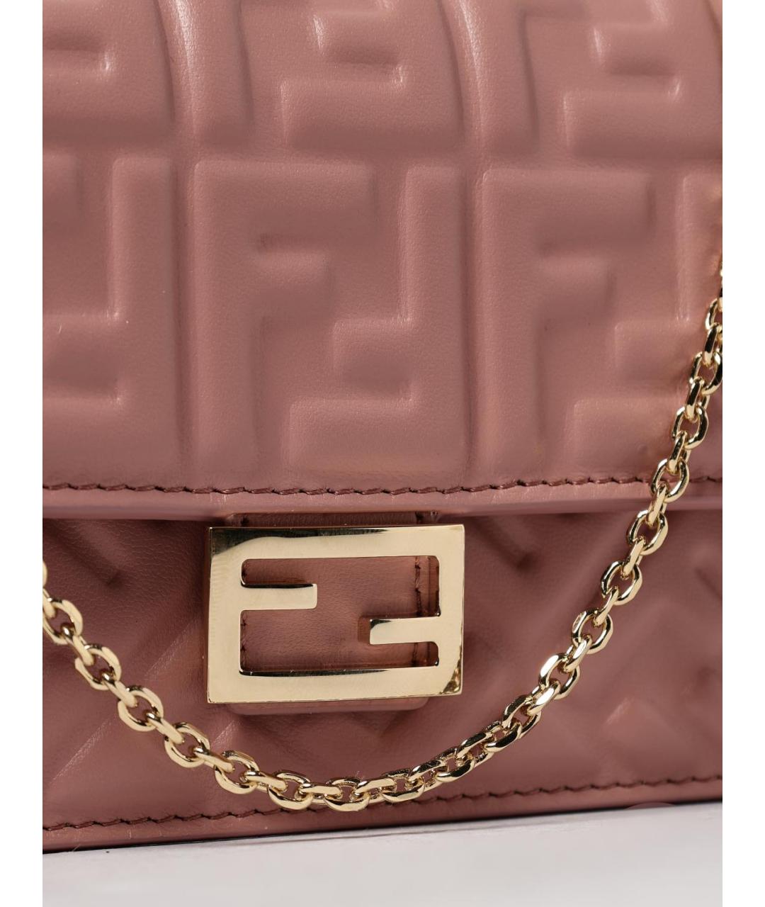 FENDI Розовый кожаный кошелек, фото 4