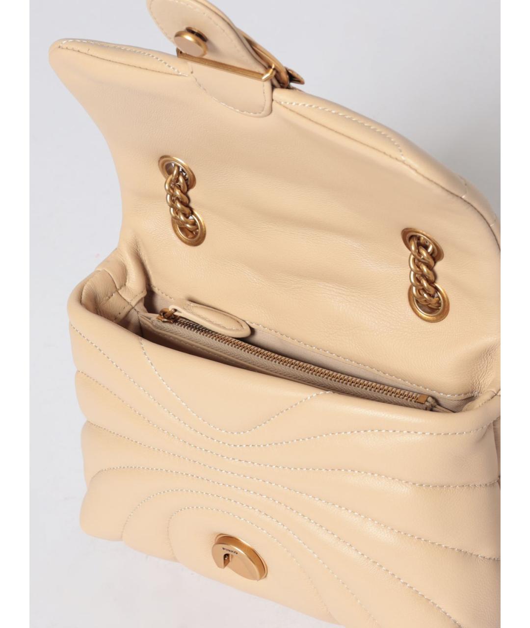 PINKO Бежевая кожаная сумка через плечо, фото 3