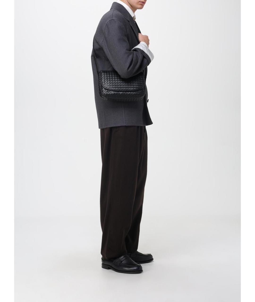 BOTTEGA VENETA Черная кожаная сумка на плечо, фото 2