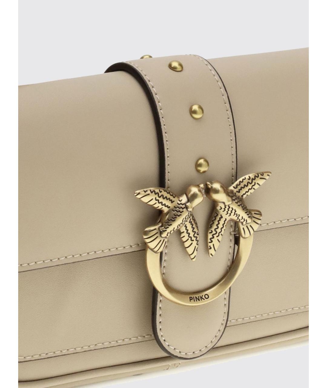 PINKO Бежевая кожаная сумка через плечо, фото 3