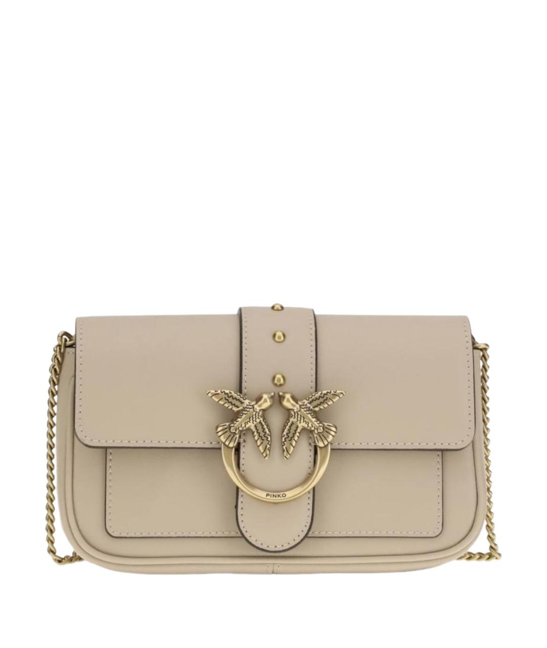 PINKO Бежевая кожаная сумка через плечо, фото 1