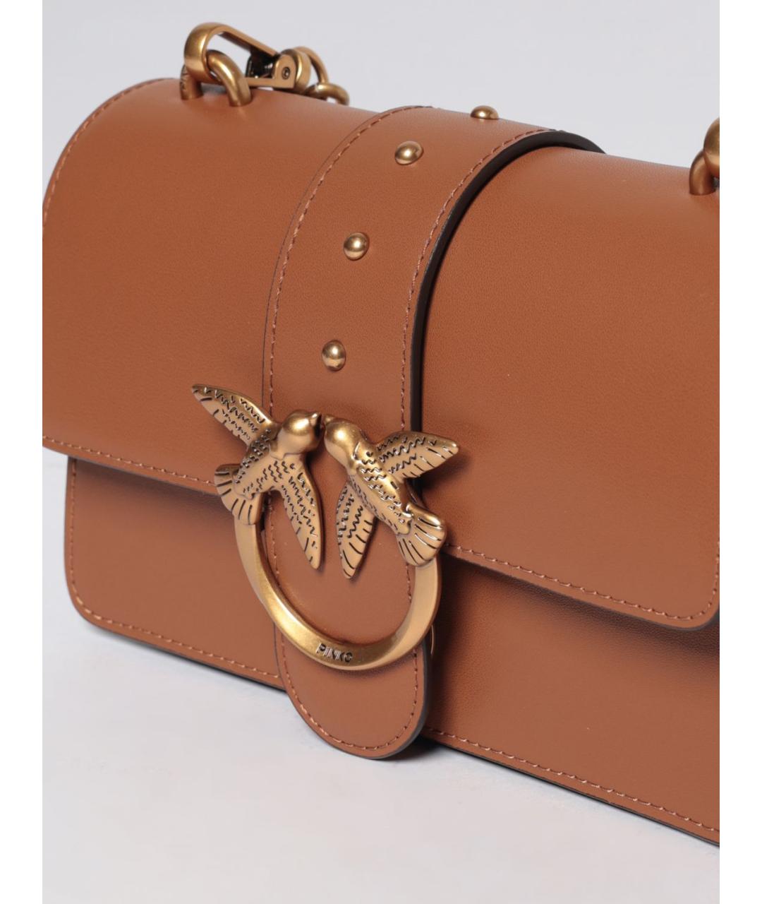 PINKO Коричневая кожаная сумка через плечо, фото 3