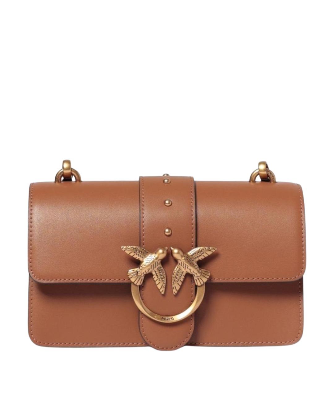 PINKO Коричневая кожаная сумка через плечо, фото 1