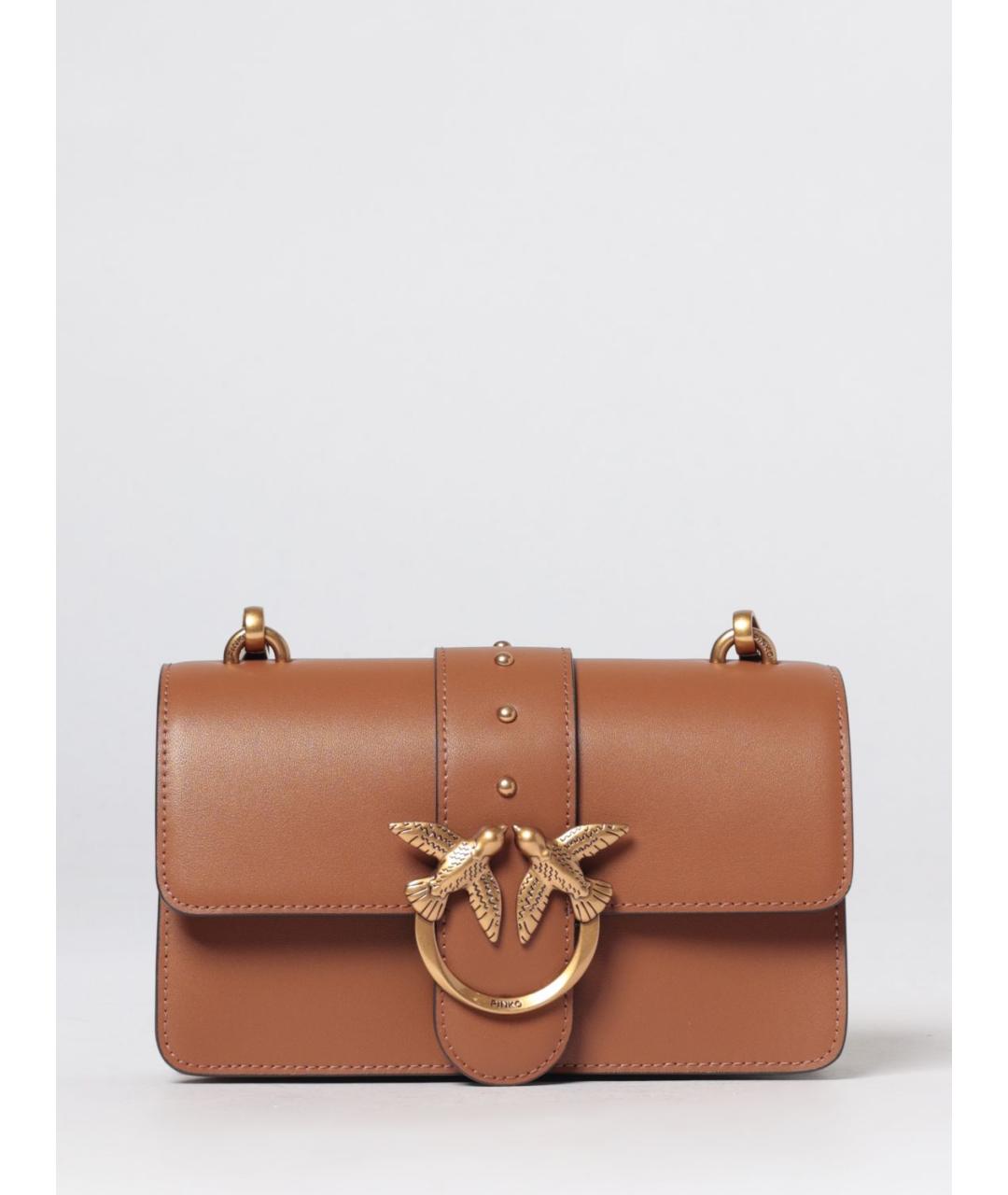 PINKO Коричневая кожаная сумка через плечо, фото 4