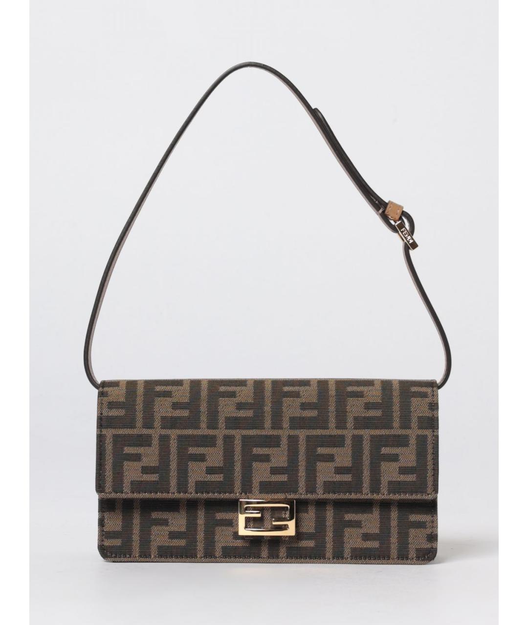 FENDI Коричневая тканевая сумка через плечо, фото 6