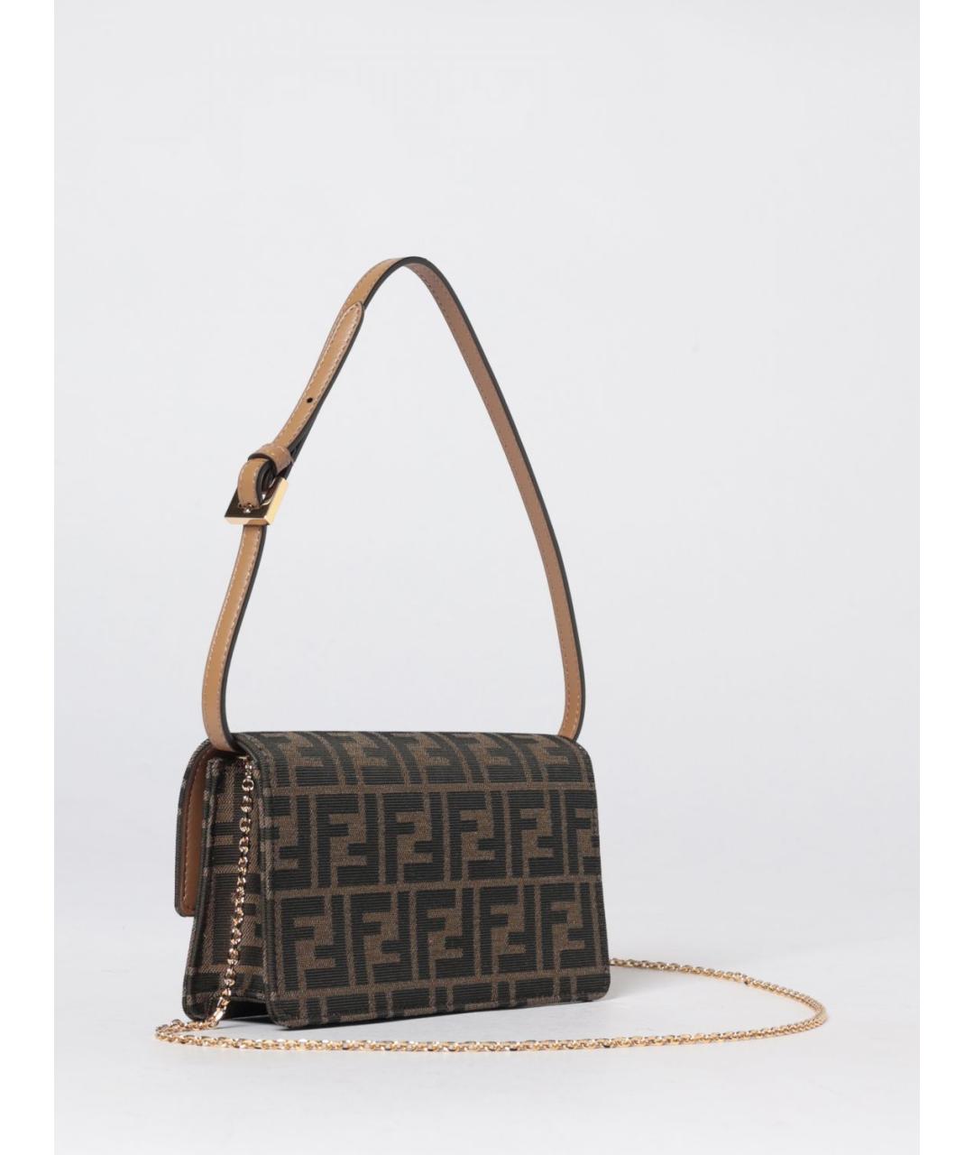 FENDI Коричневая тканевая сумка через плечо, фото 3