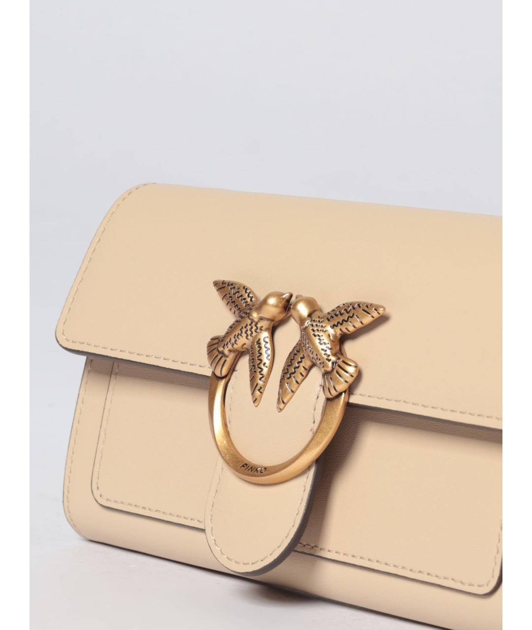 PINKO Бежевая кожаная сумка через плечо, фото 3