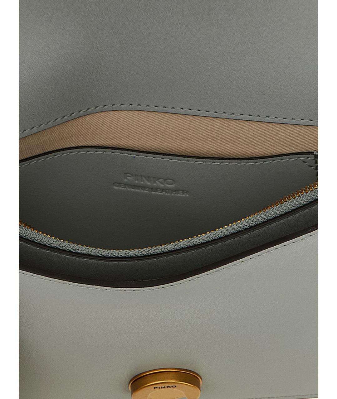 PINKO Серая кожаная сумка через плечо, фото 4