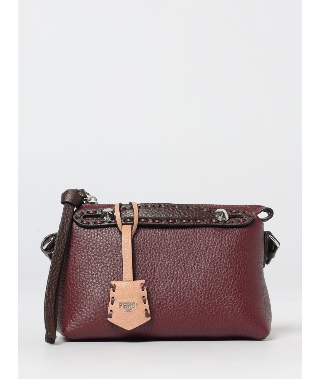 FENDI Бордовая кожаная сумка через плечо, фото 6