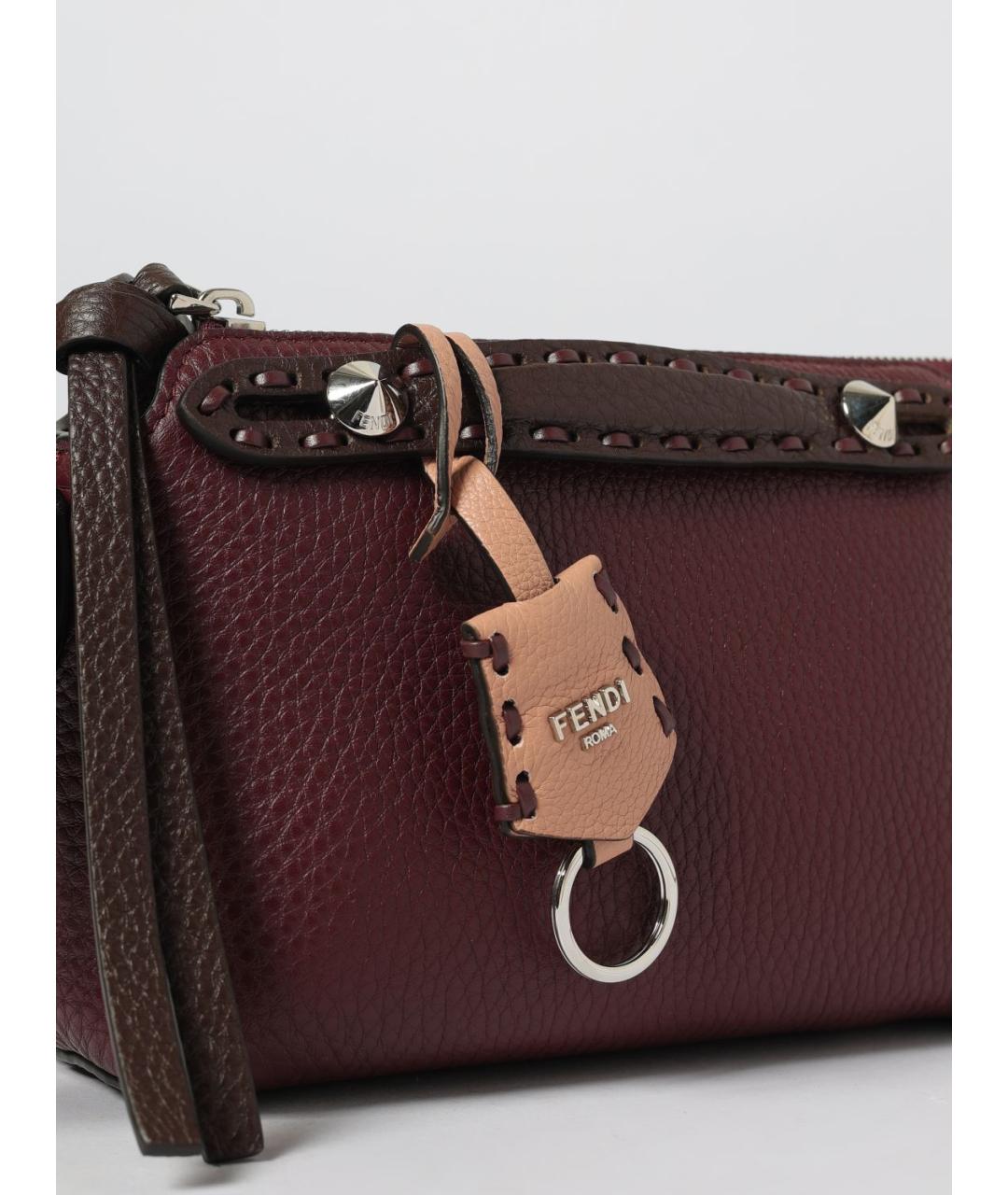 FENDI Бордовая кожаная сумка через плечо, фото 4