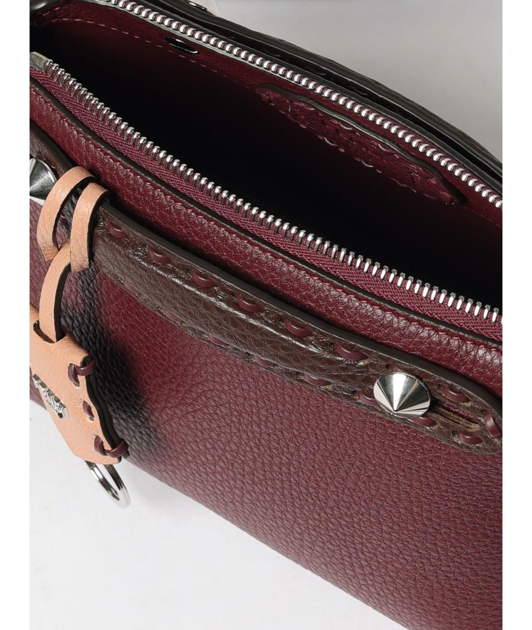 FENDI Бордовая кожаная сумка через плечо, фото 5