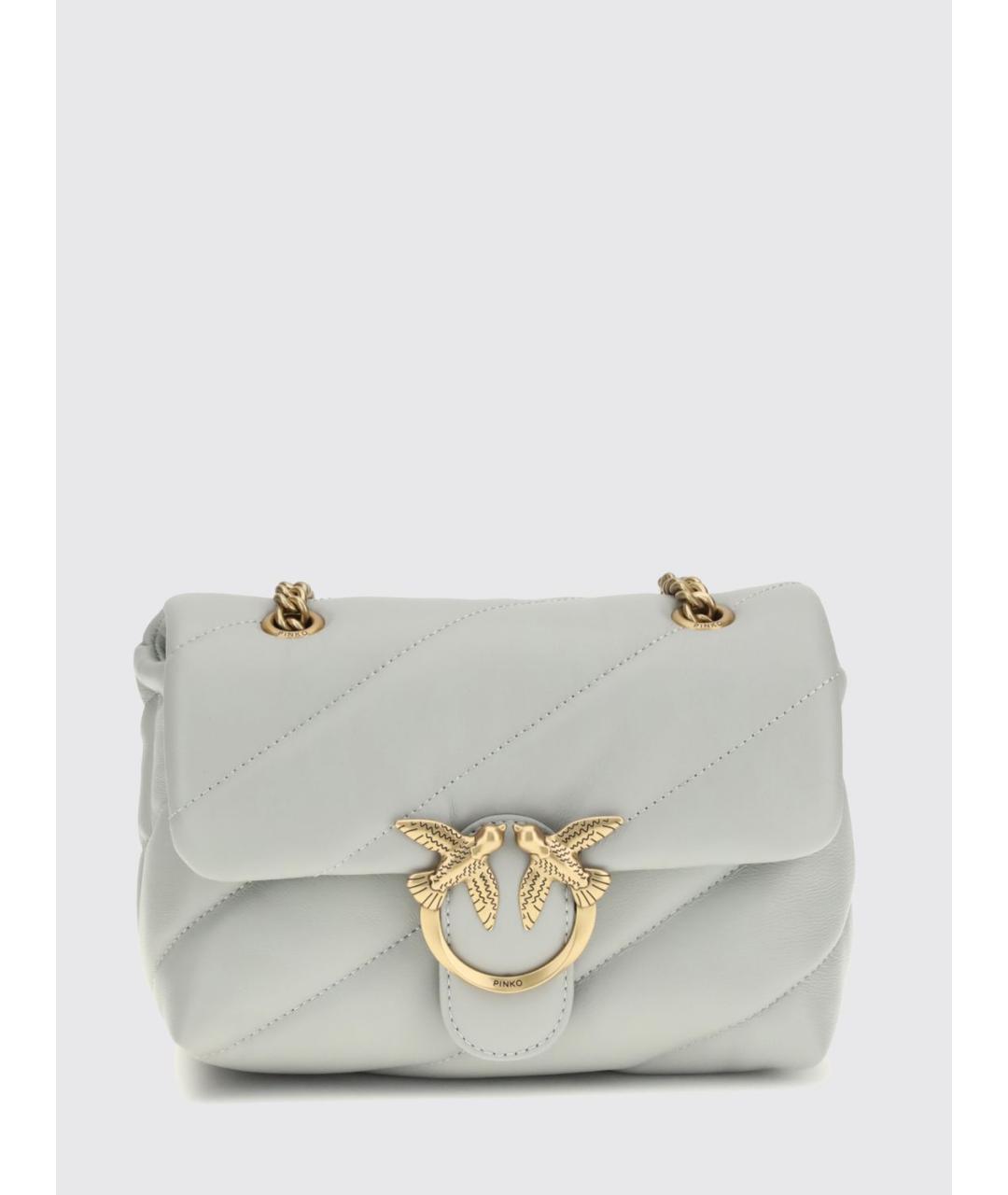 PINKO Серая кожаная сумка через плечо, фото 4