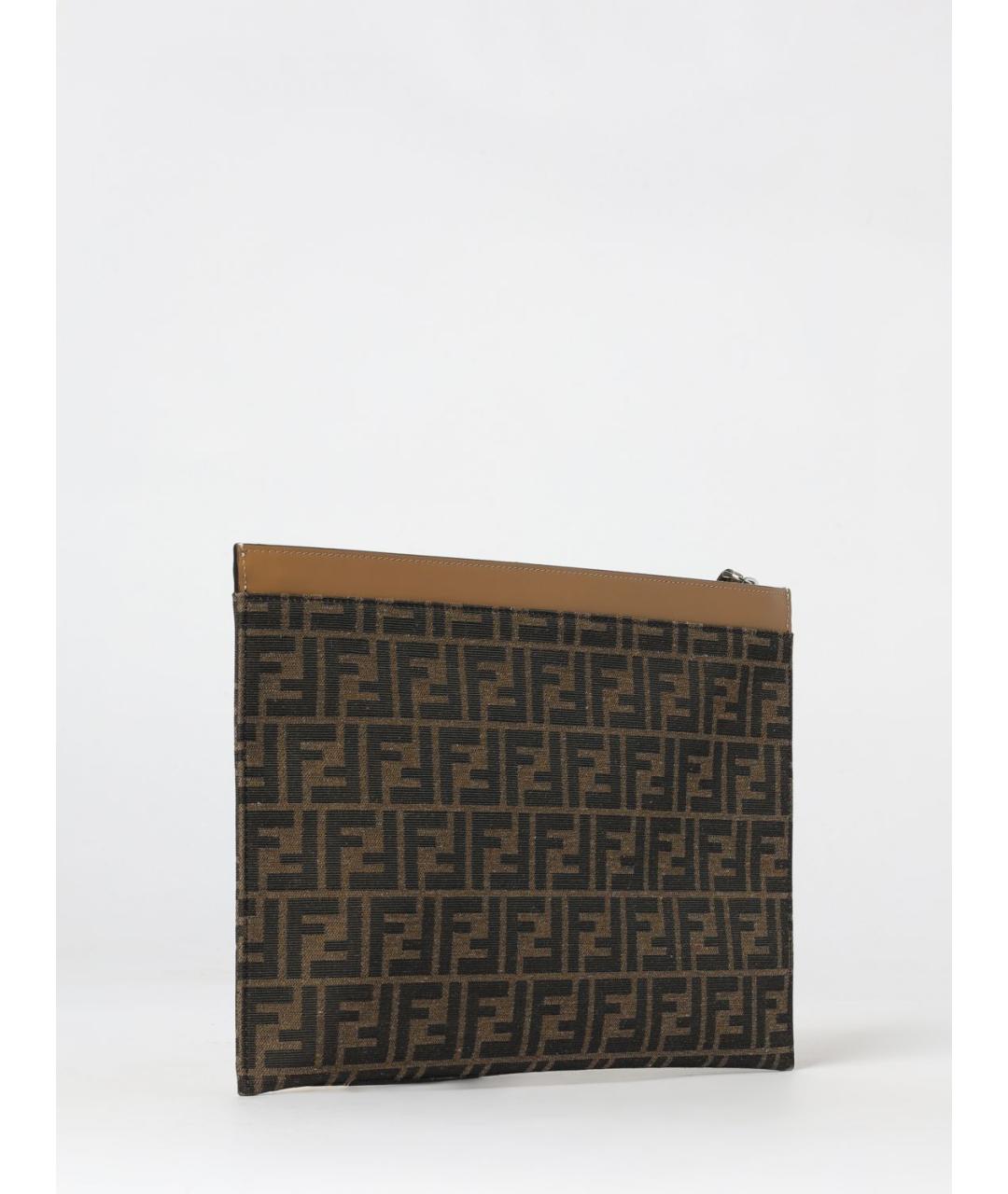 FENDI Коричневая тканевая папка для документов, фото 3