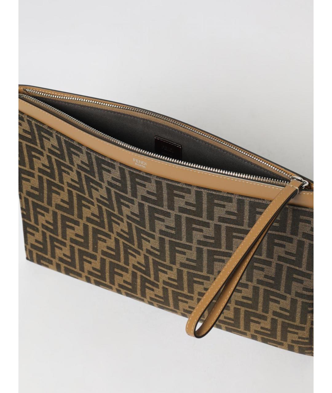 FENDI Коричневая тканевая папка для документов, фото 5