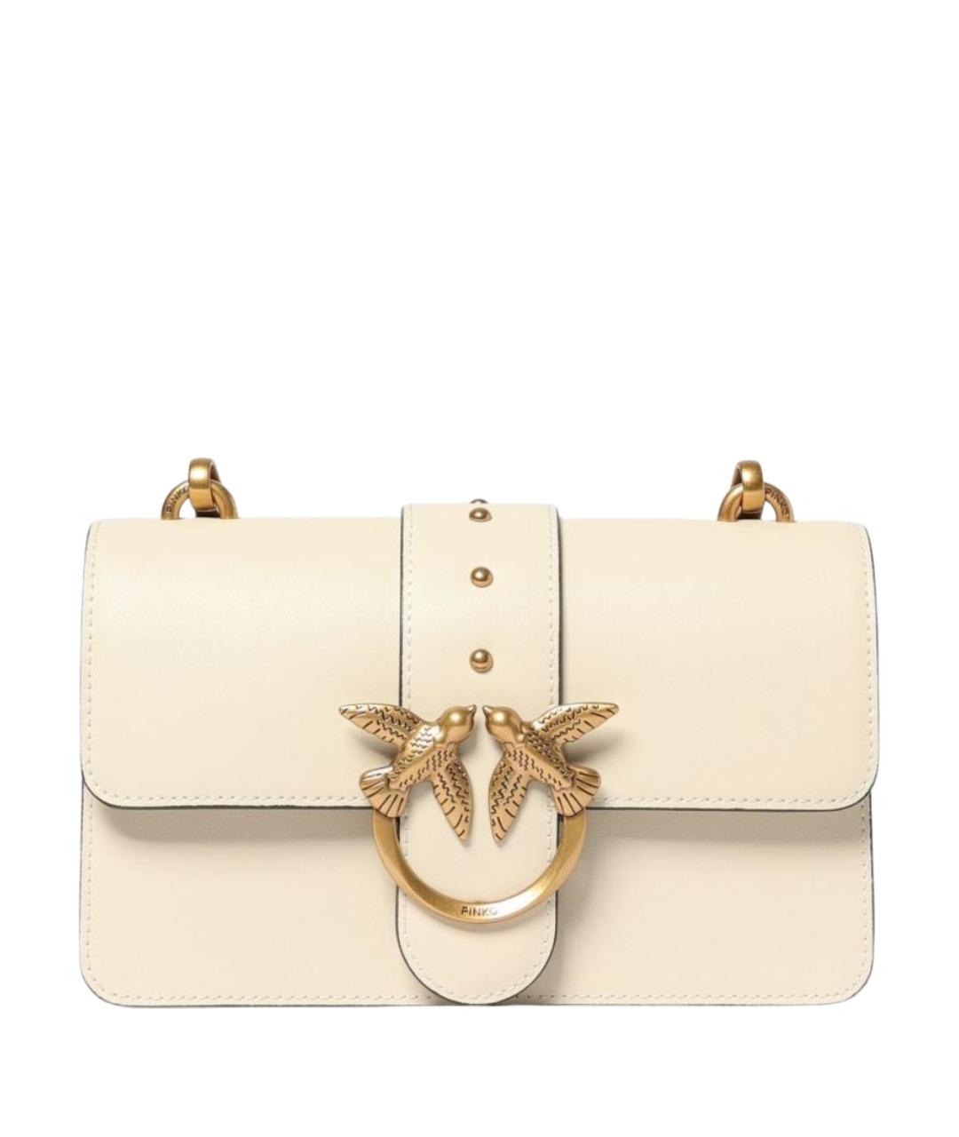 PINKO Белая кожаная сумка через плечо, фото 1
