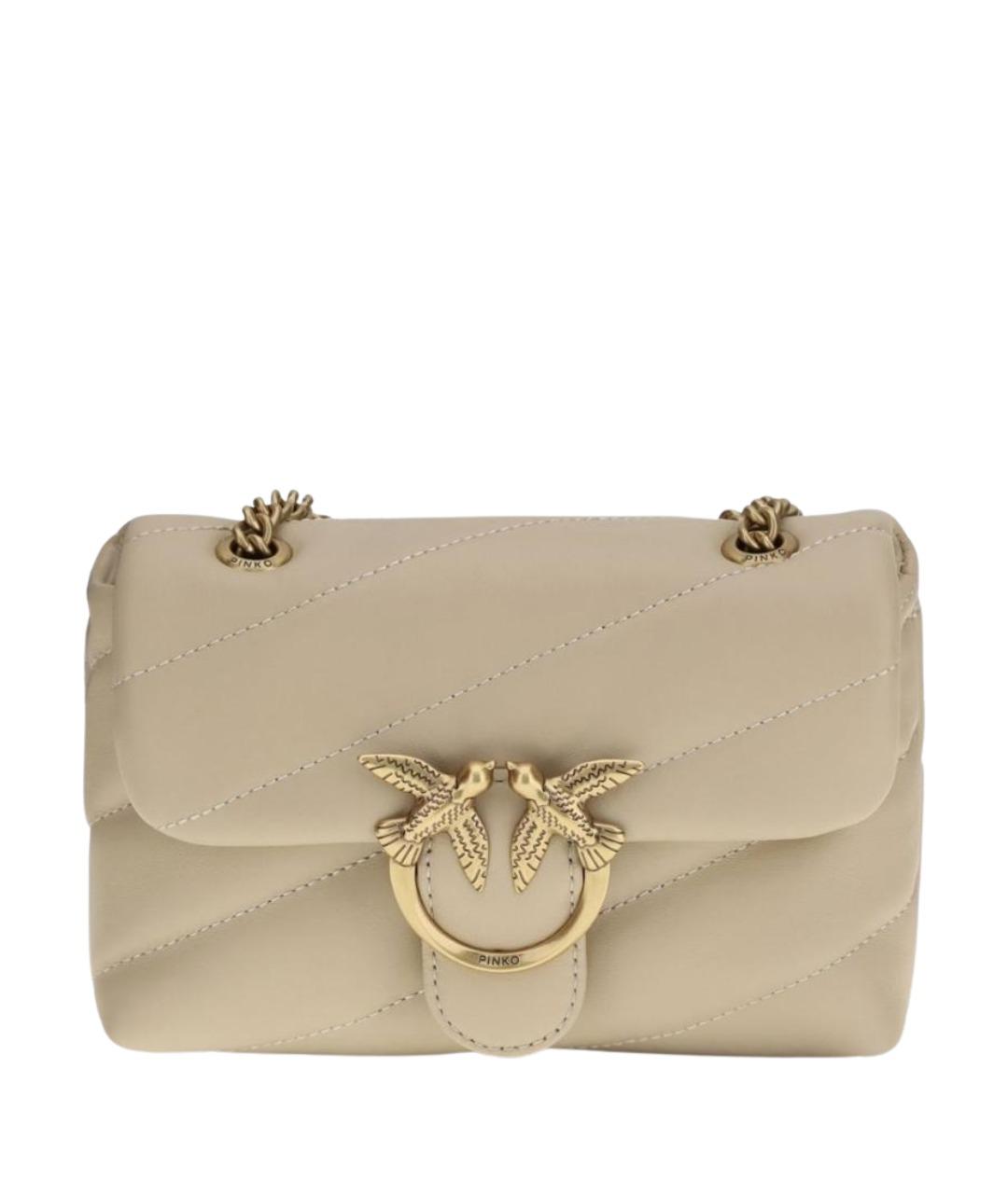 PINKO Бежевая кожаная сумка через плечо, фото 1
