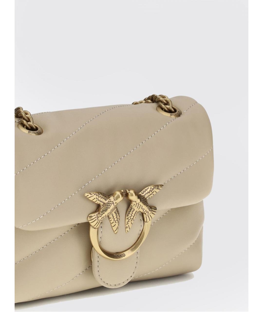 PINKO Бежевая кожаная сумка через плечо, фото 3