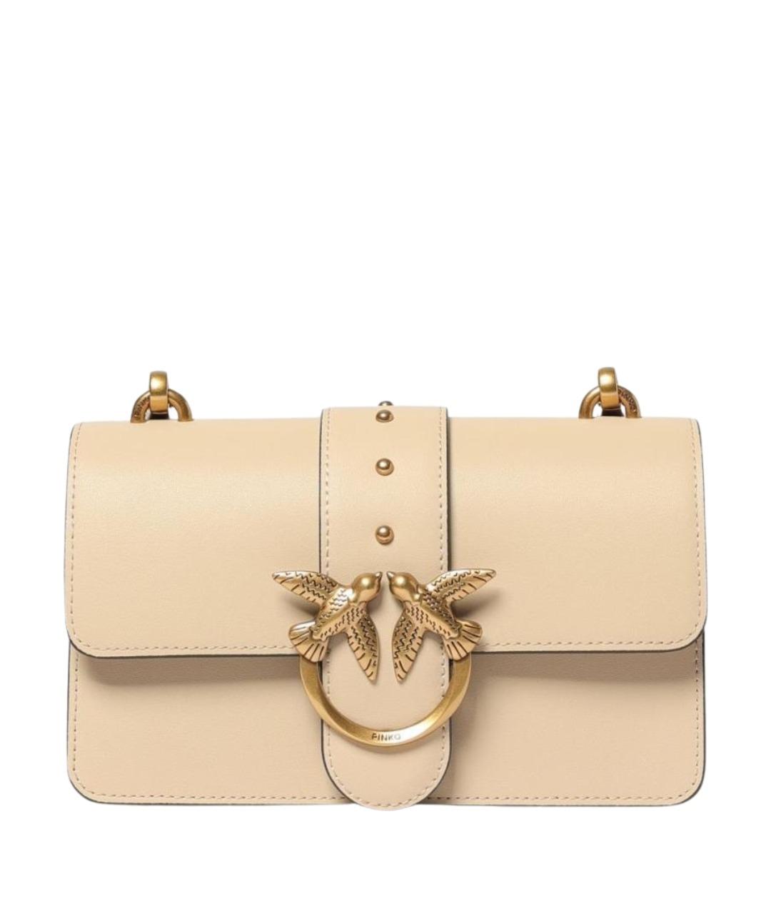 PINKO Бежевая кожаная сумка через плечо, фото 1