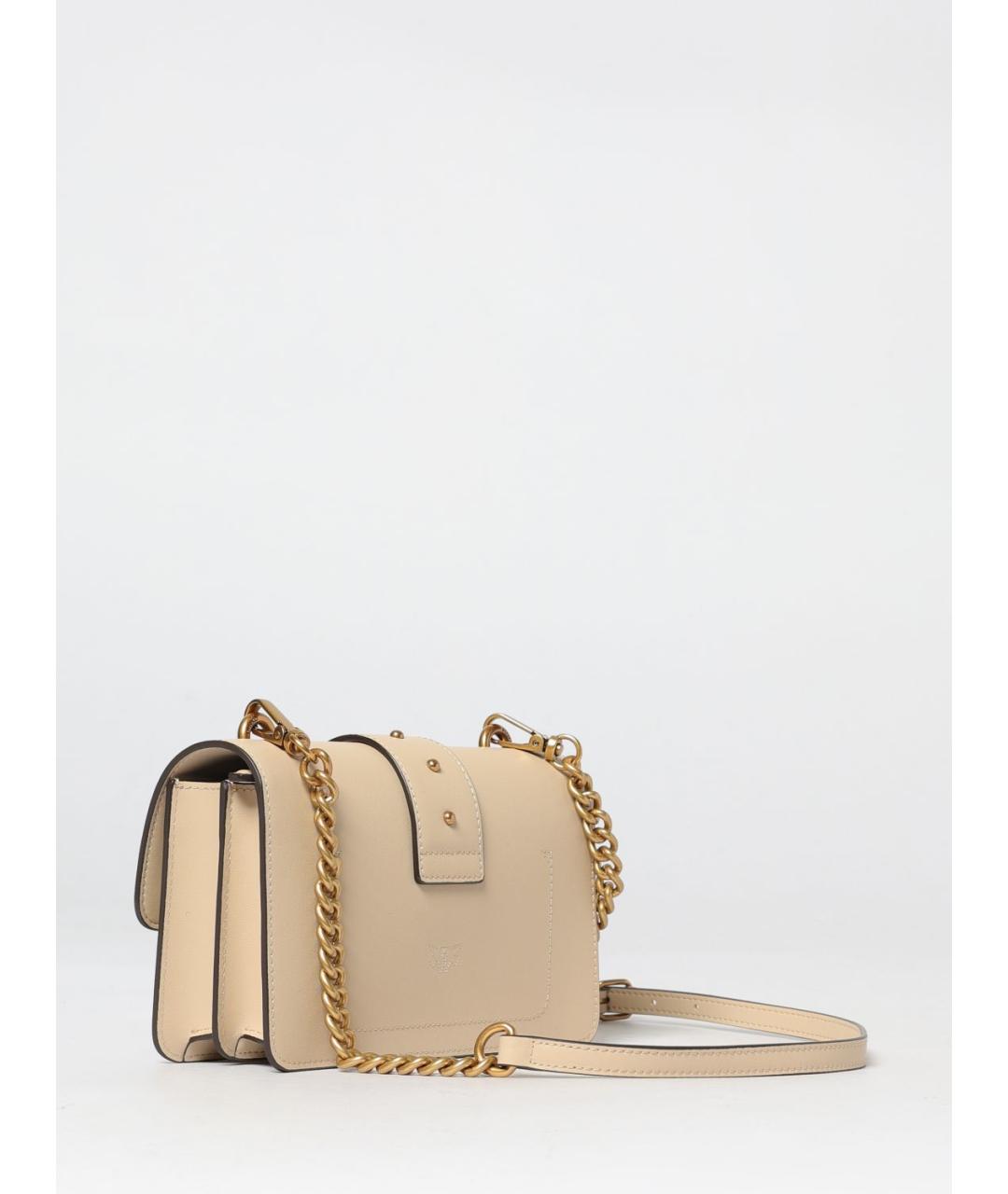 PINKO Бежевая кожаная сумка через плечо, фото 2