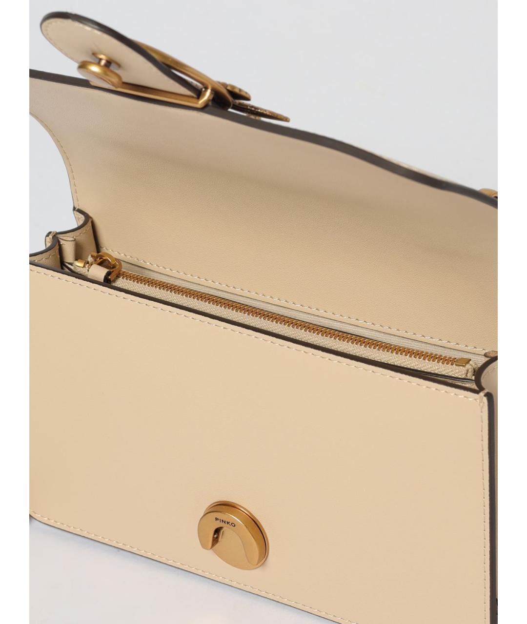 PINKO Бежевая кожаная сумка через плечо, фото 3