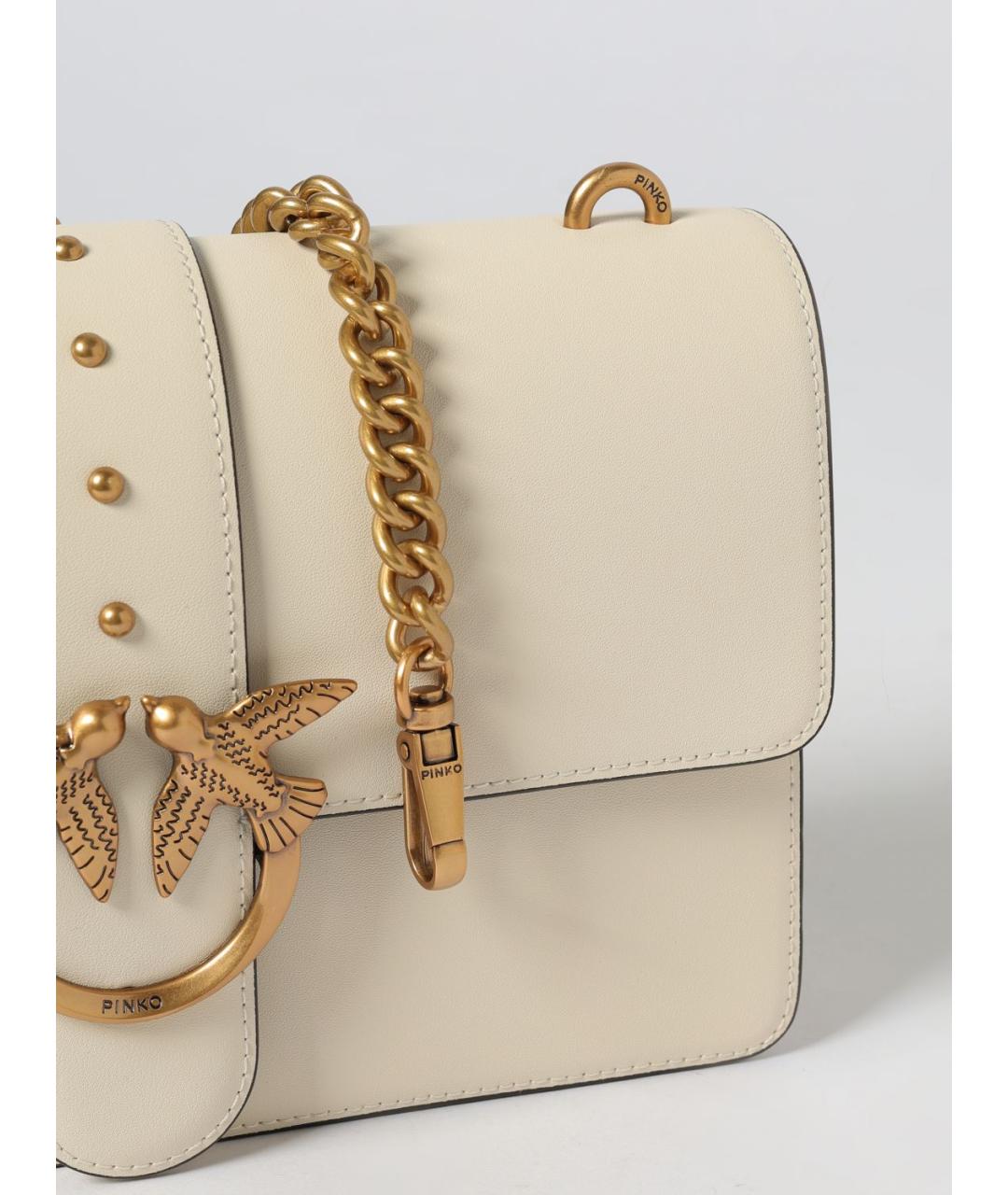 PINKO Бежевая кожаная сумка через плечо, фото 3