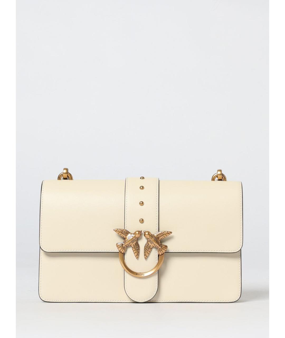 PINKO Бежевая кожаная сумка через плечо, фото 4