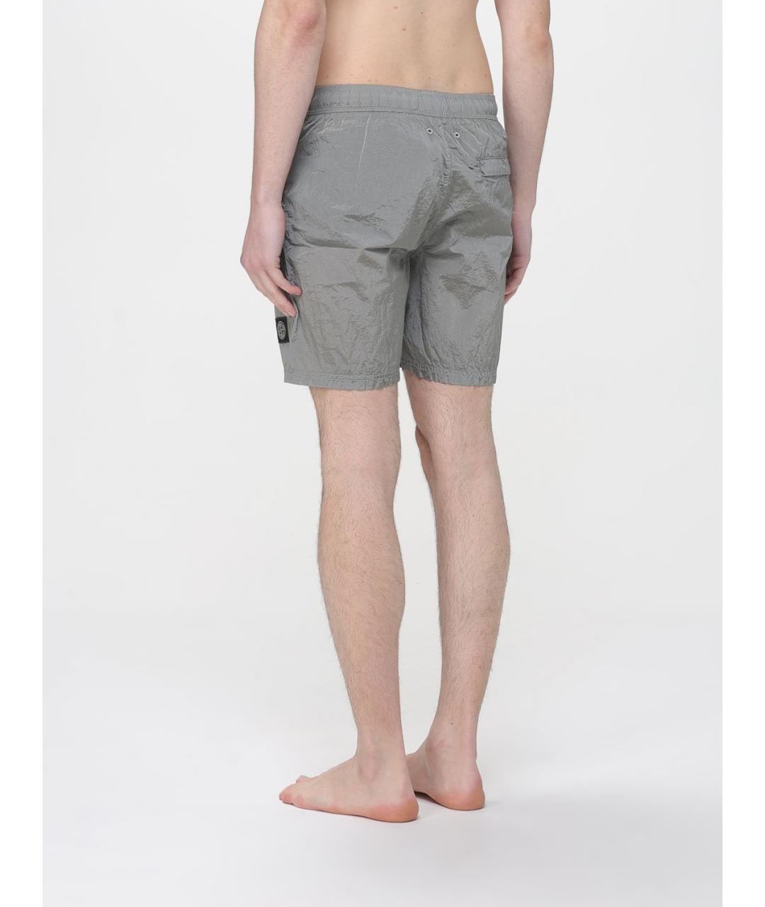 STONE ISLAND Серые полиамидовые шорты, фото 2