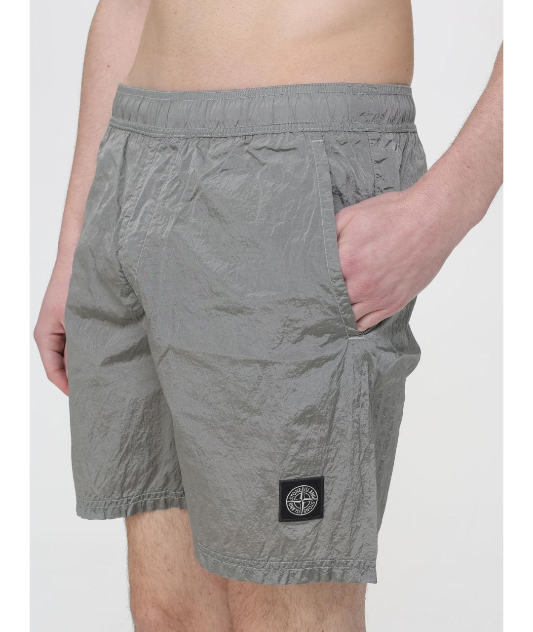 STONE ISLAND Серые полиамидовые шорты, фото 3
