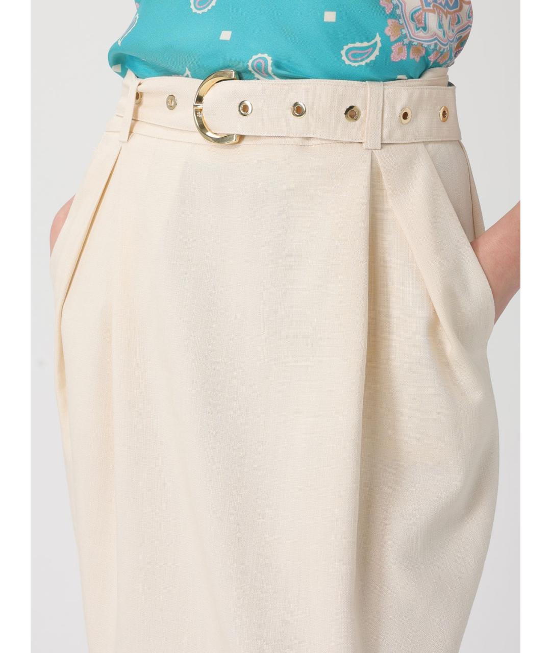 PINKO Бежевая вискозная юбка миди, фото 3
