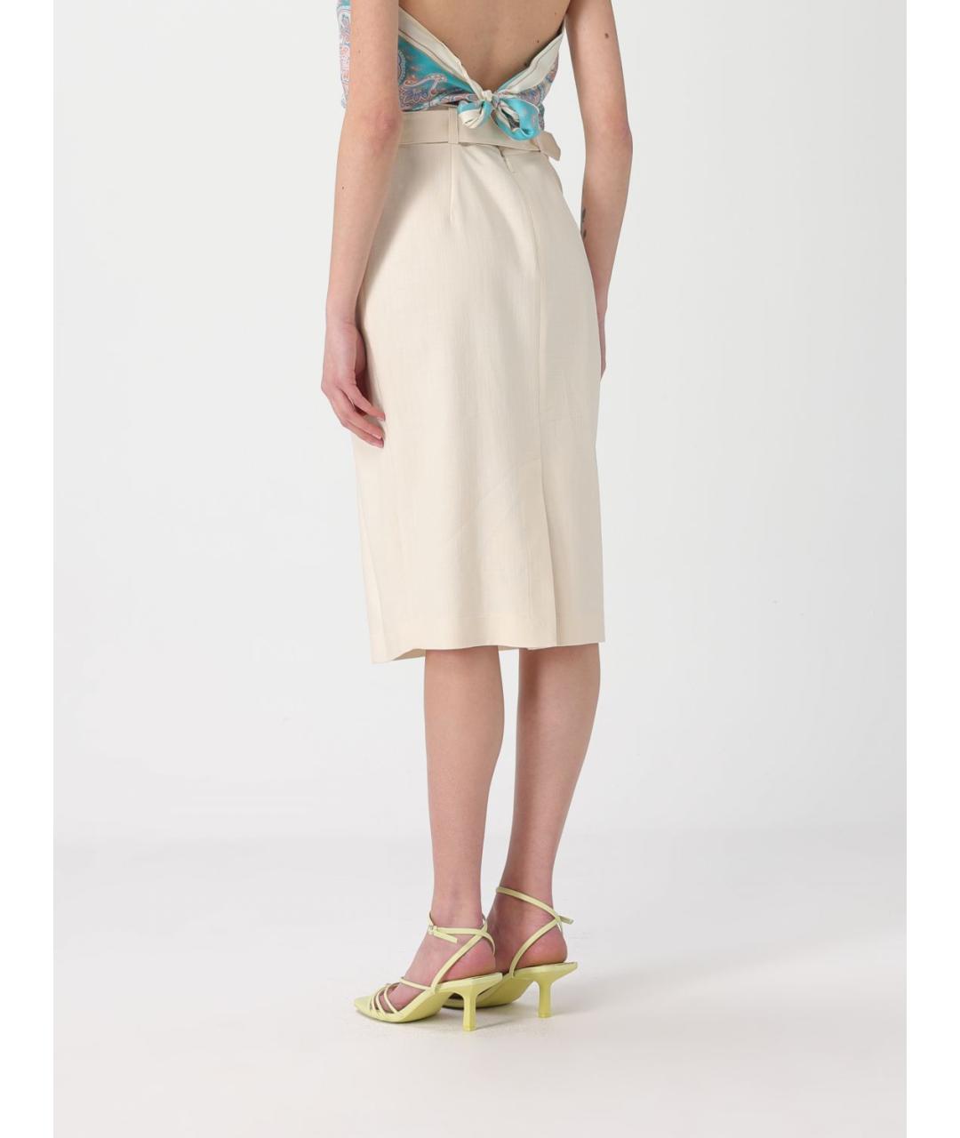 PINKO Бежевая вискозная юбка миди, фото 2
