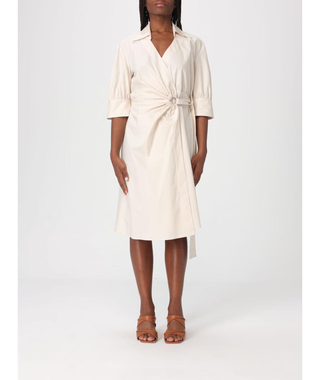 PINKO Бежевое хлопковое повседневное платье, фото 2