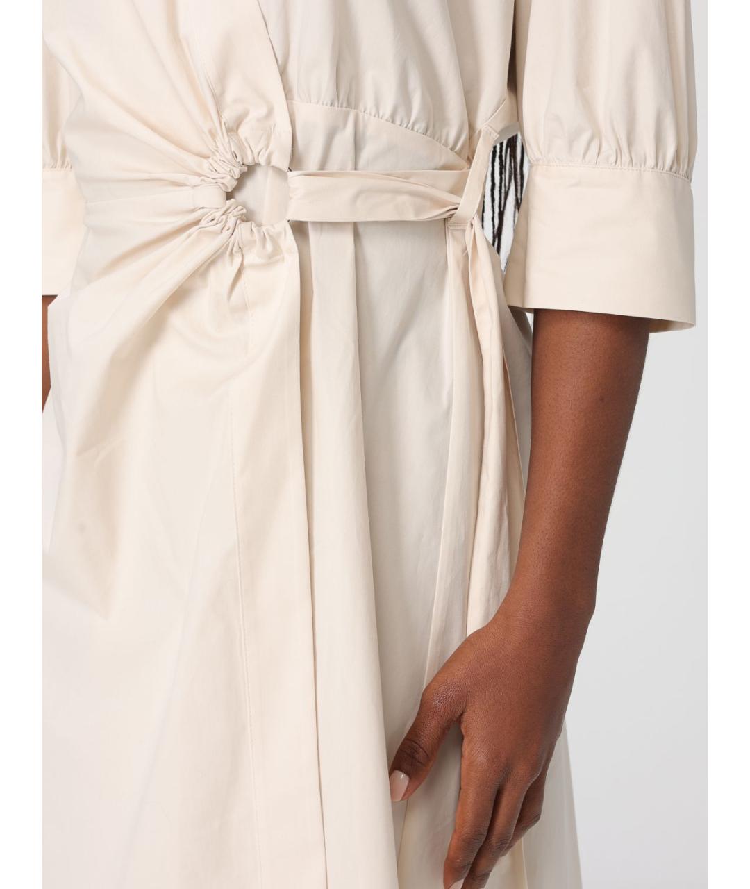 PINKO Бежевое хлопковое повседневное платье, фото 4