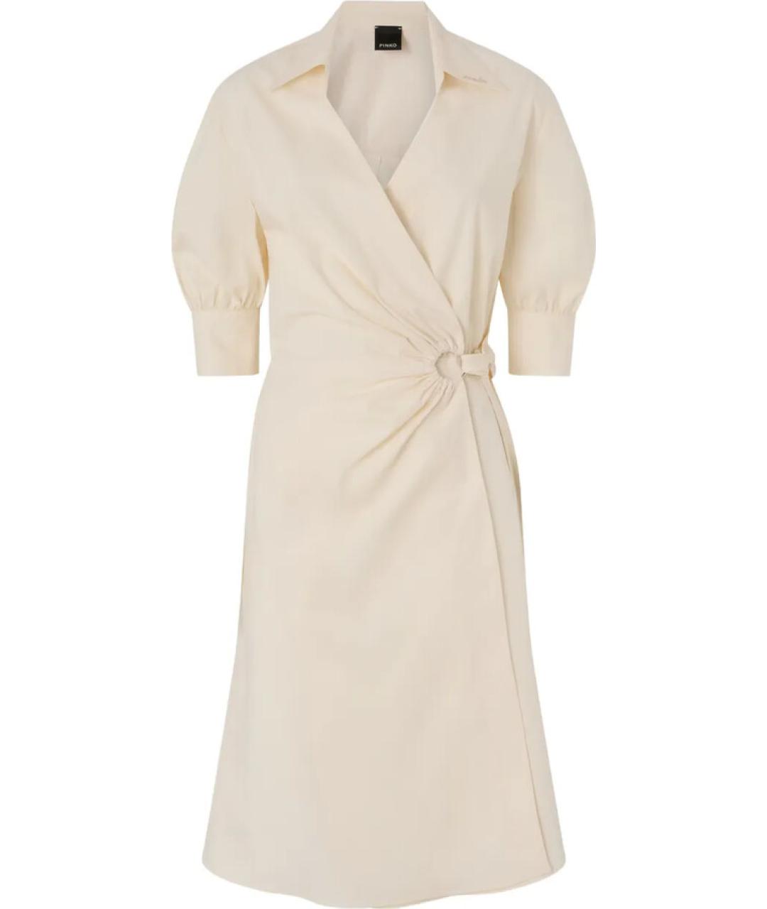 PINKO Бежевое хлопковое повседневное платье, фото 1