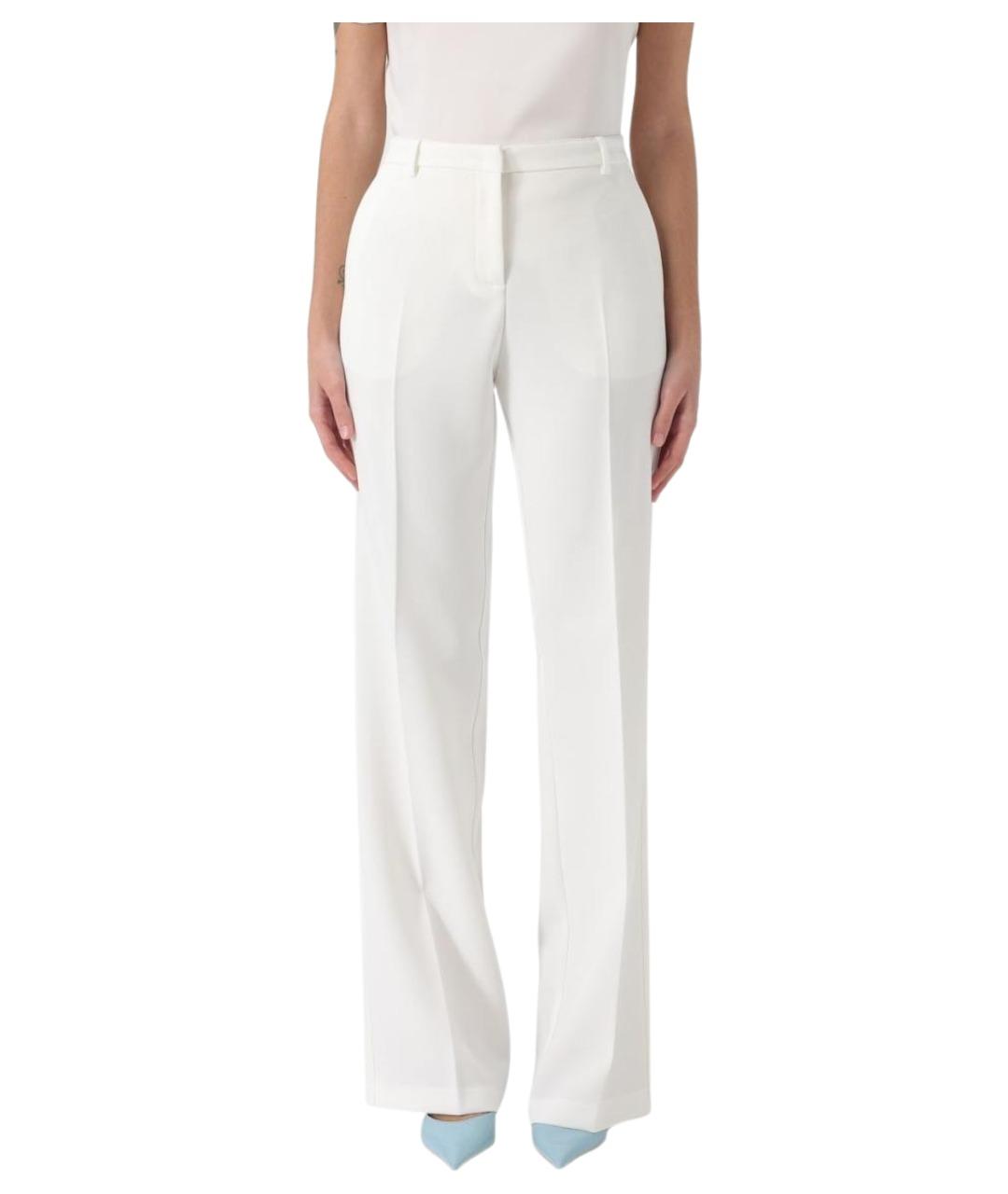 PINKO Белые полиэстеровые прямые брюки, фото 1