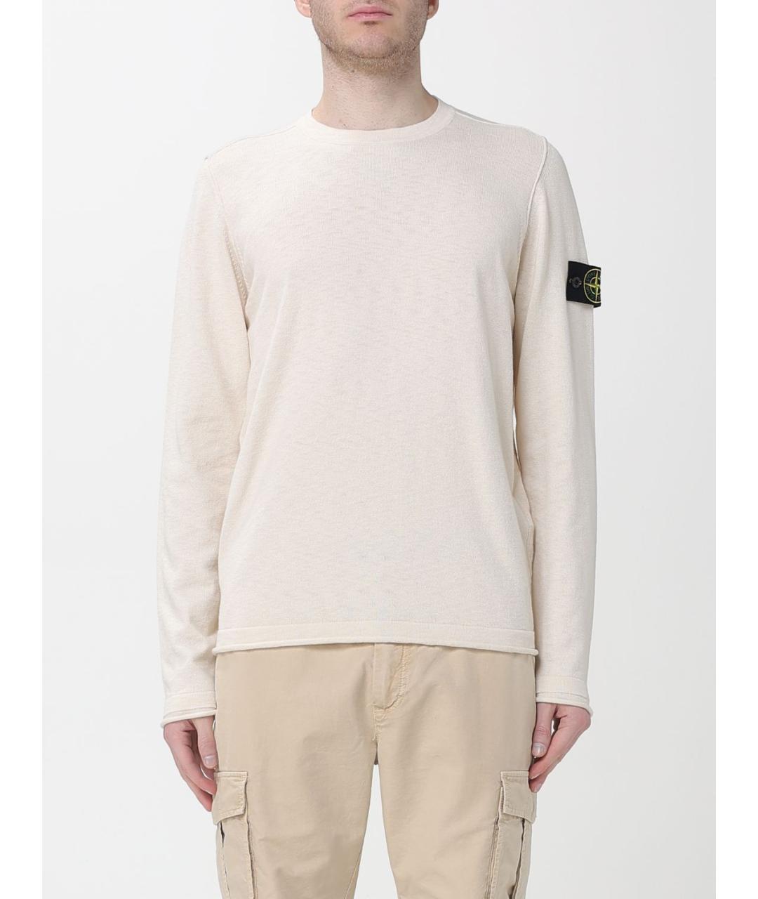 STONE ISLAND Бежевый хлопковый джемпер / свитер, фото 2