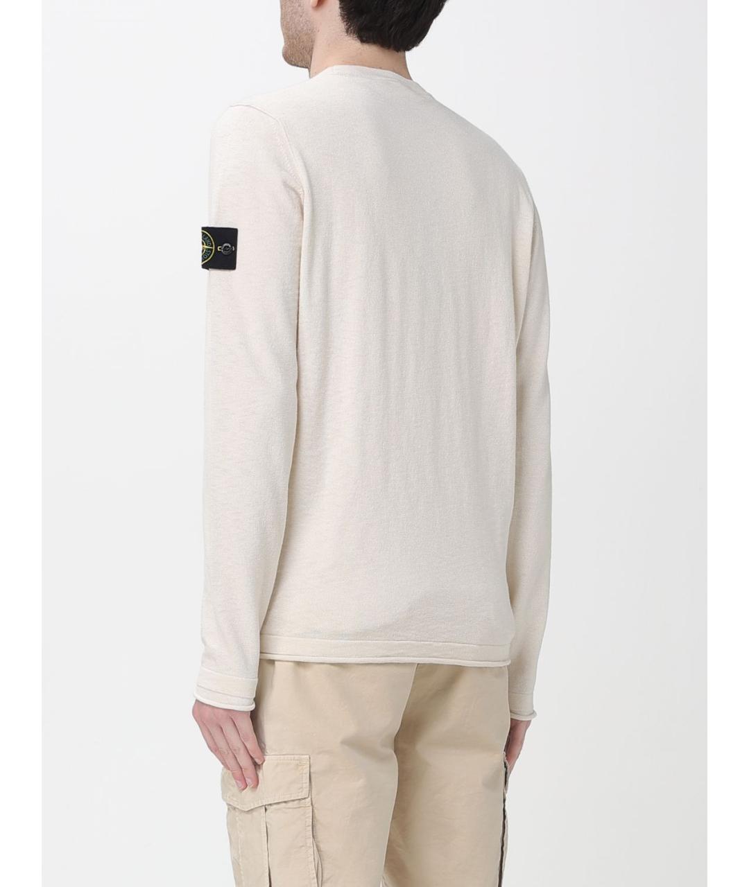 STONE ISLAND Бежевый хлопковый джемпер / свитер, фото 3