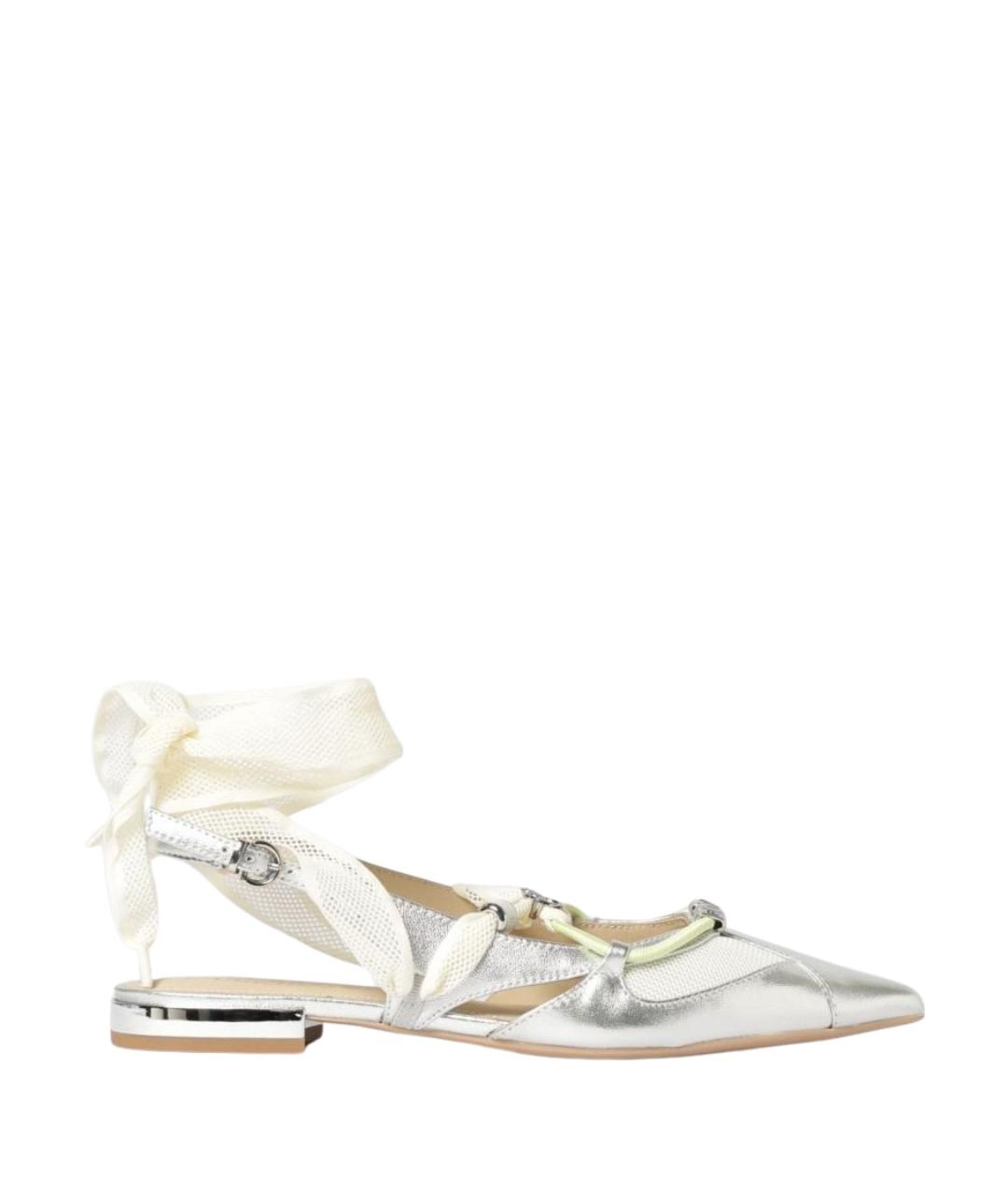 PINKO Серебряные кожаные балетки, фото 1