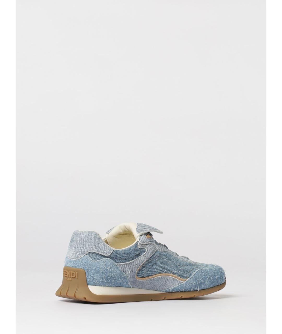 FENDI Синие кожаные кроссовки, фото 3