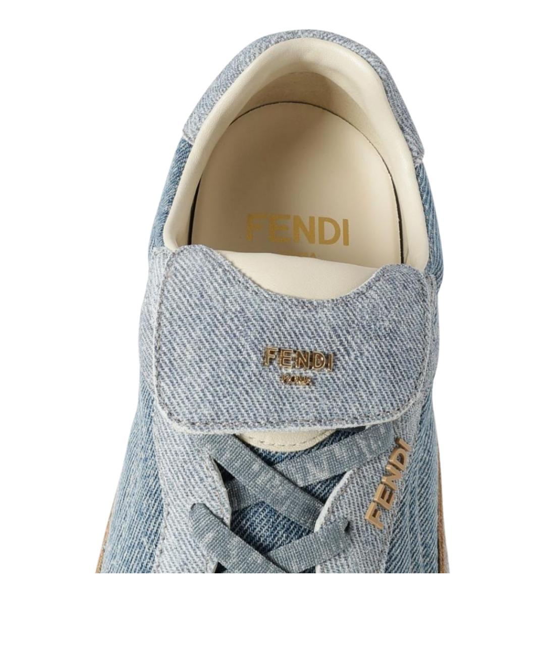 FENDI Голубые текстильные кроссовки, фото 4