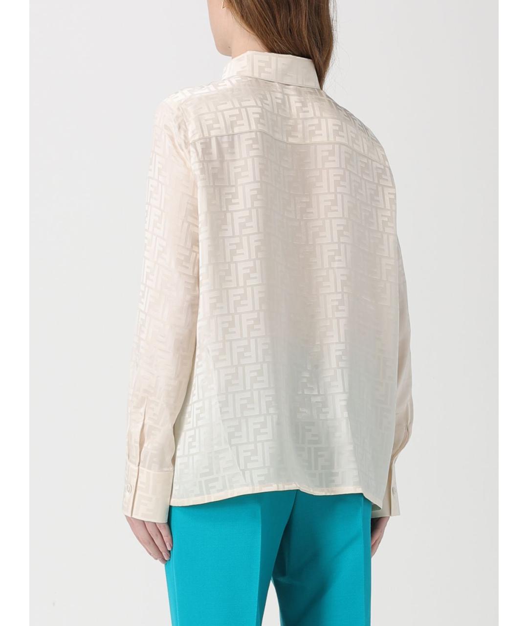FENDI Бежевая шелковая рубашка, фото 3