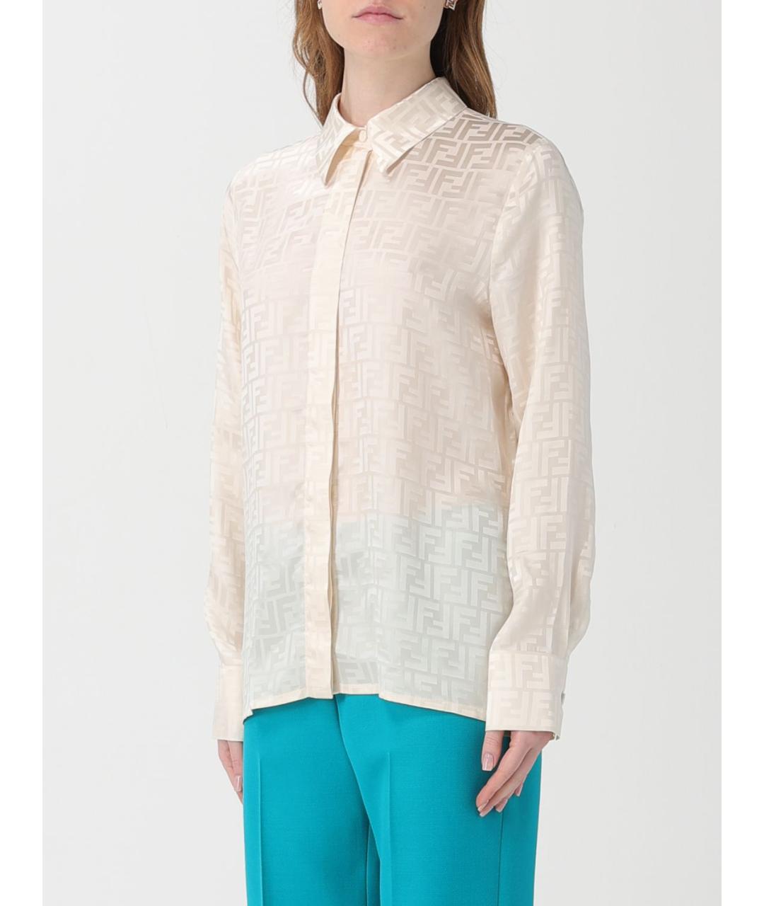 FENDI Бежевая шелковая рубашка, фото 4