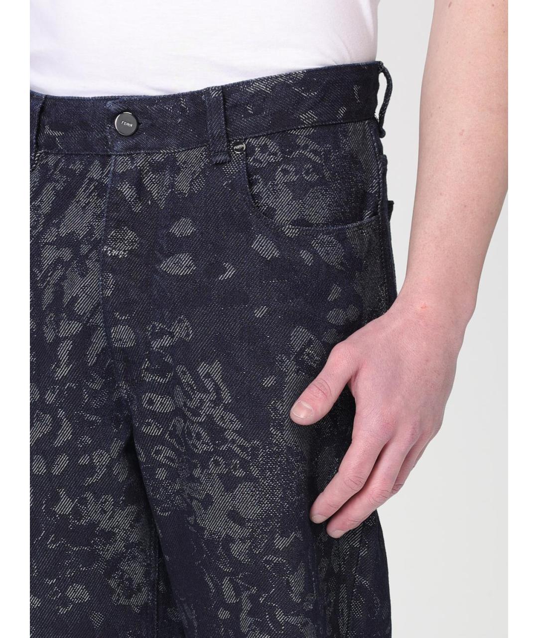 FENDI Синие хлопковые прямые джинсы, фото 6